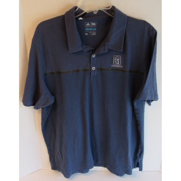 adidas Other - Adidas Short Sleeve Climacool Blue 3 Button TPG Potomac Golf Polo Shirt Size XL